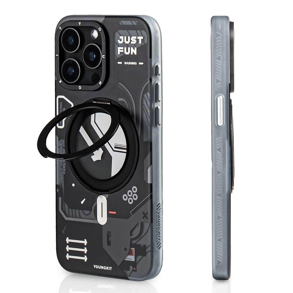 Apple iPhone 15 Pro Max Kılıf M-safe Şarj Özellikli Youngkit 360° Standlı Starship Serisi Kapak
