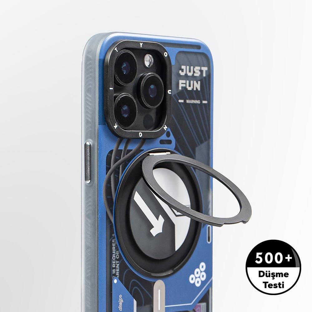 Apple iPhone 15 Pro Max Kılıf M-safe Şarj Özellikli Youngkit 360° Standlı Starship Serisi Kapak