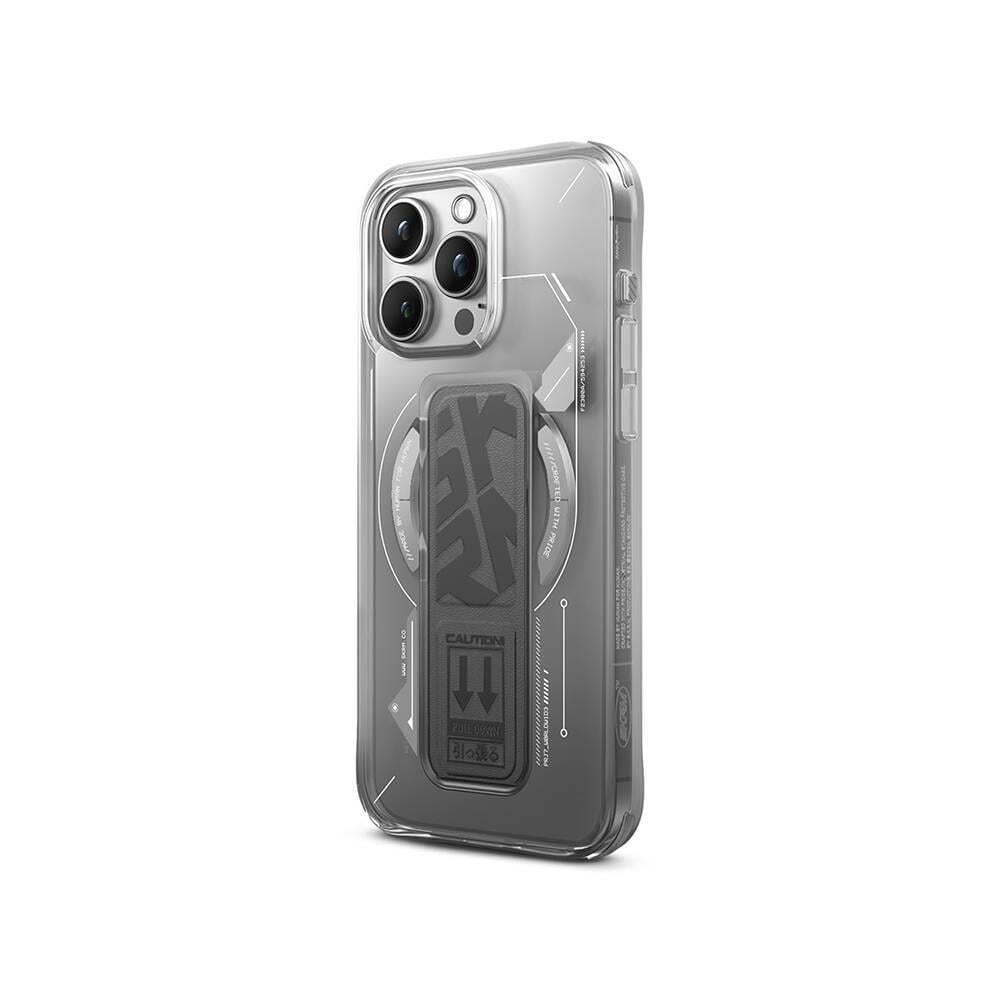 Apple iPhone 15 Pro Max Kılıf M-safe Şarj Özellikli Teknoloji Desenli Standlı Skinarma Helio Kapak