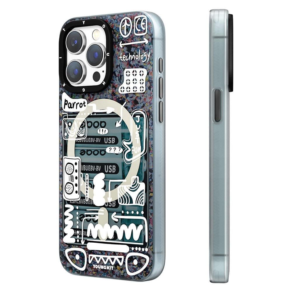 Apple iPhone 15 Pro Max Kılıf M-safe Şarj Özellikli Youngkit Dark Matter Serisi Kapak