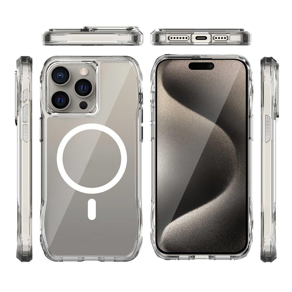 Apple iPhone 15 Pro Max Kılıf M-safe Şarj Özellikli Airbagli Şeffaf Zore İncek Kapak