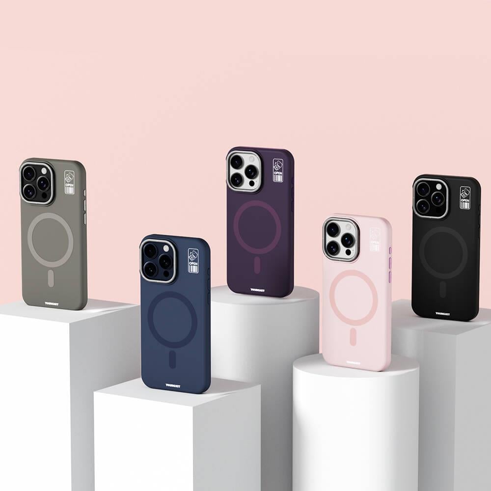 Apple iPhone 15 Pro Max Kılıf M-safe Şarj Özellikli Standlı YoungKit Hermit Bracket Serisi Kapak