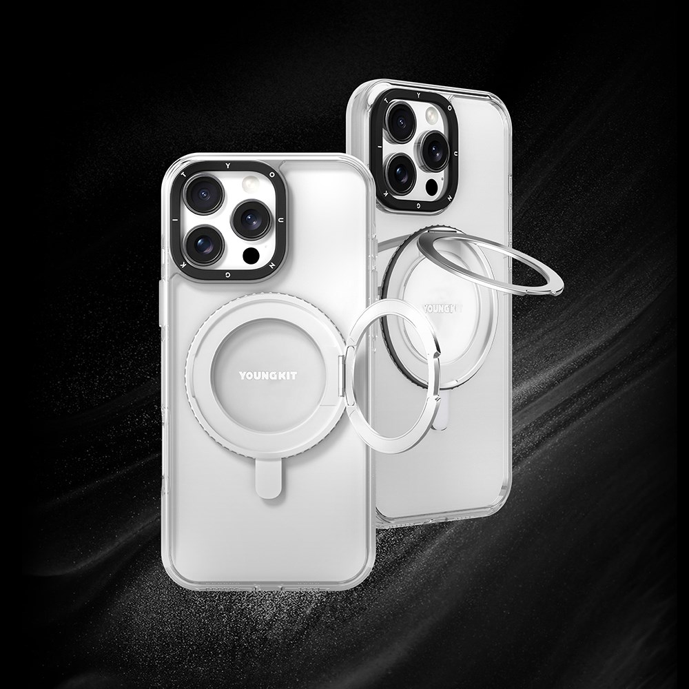 Apple iPhone 15 Pro Max Kılıf M-safe Şarj Özellikli Parmak Ring Standlı Youngkit Pivot Serisi Kapak
