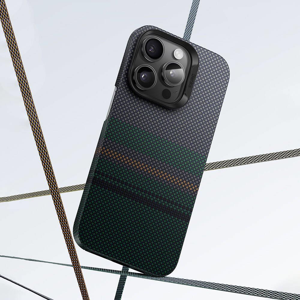 Apple iPhone 15 Pro Max Kılıf M-safe Şarj Özellikli Karbon Fiber Tasarımlı Benks Aurora ArmorAir Kevlar Kapak