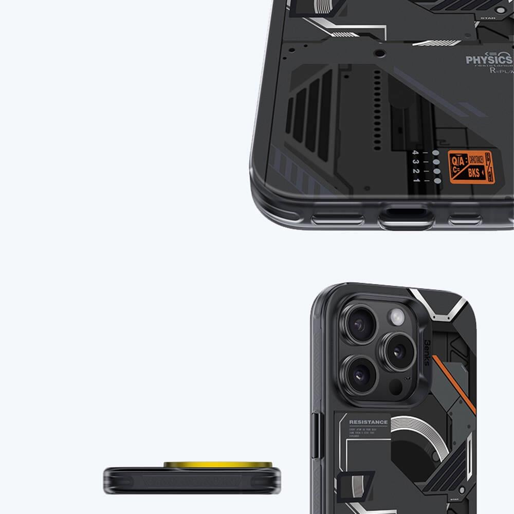 Apple iPhone 15 Pro Max Kılıf M-safe Şarj Özellikli Mekanik Tasarımlı Benks Perspective Serisi Kapak