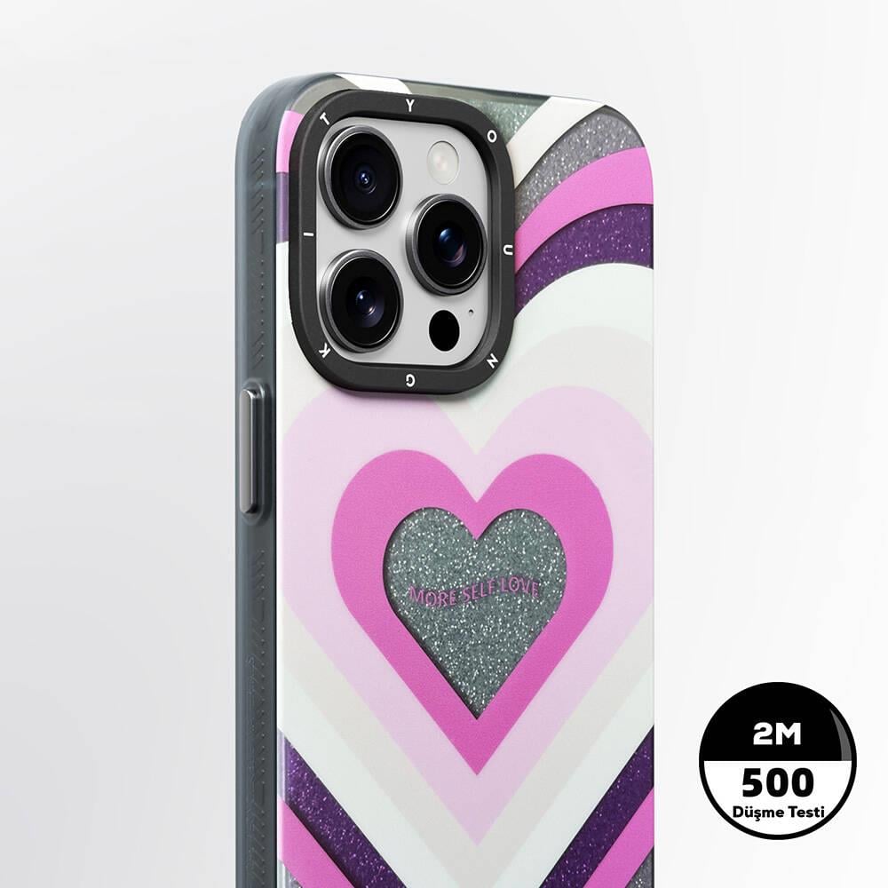 Apple iPhone 15 Pro Max Kılıf M-safe Şarj Özellikli Yazı Desenli SkinArma Bolt Kapak