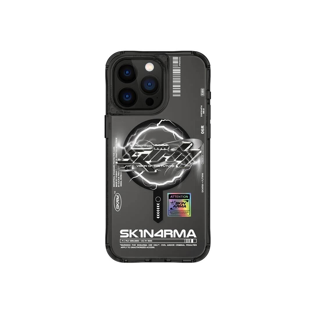 Apple iPhone 15 Pro Max Kılıf M-safe Şarj Özellikli Yazı Desenli SkinArma Bolt Kapak