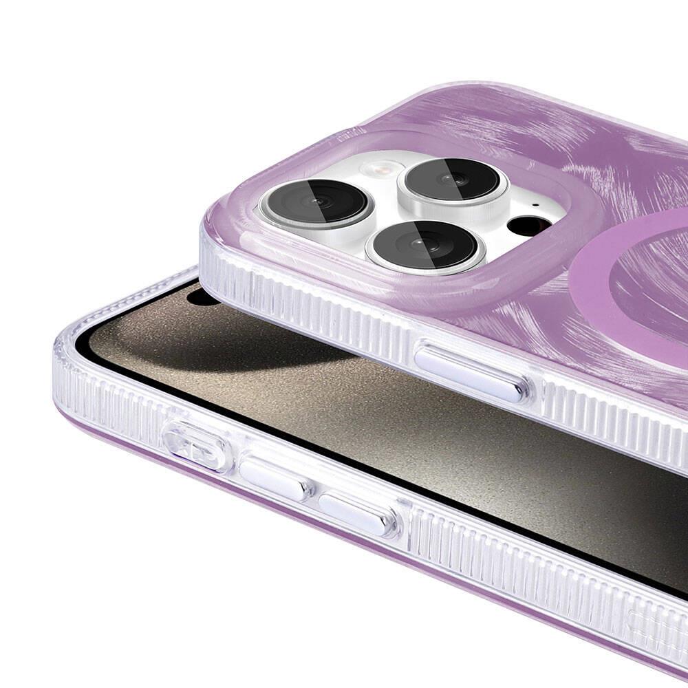 Apple iPhone 15 Pro Max Kılıf M-safe Şarj Özellikli Fırça Boya Desenli Zore Palet Kapak
