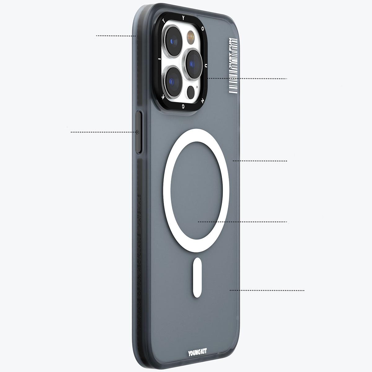 Apple iPhone 15 Pro Max Kılıf M-safe Şarj Özellikli Youngkit Colored Sand Serisi Kapak
