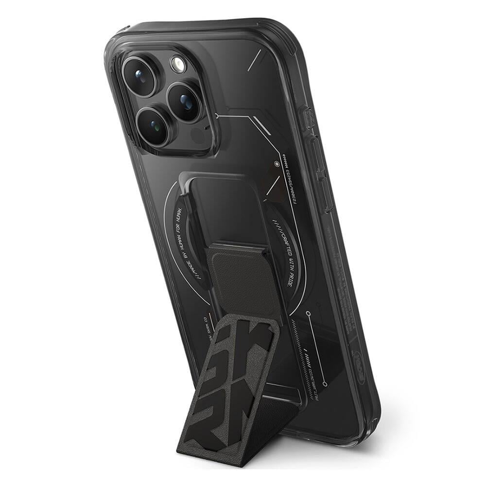 Apple iPhone 15 Pro Max Kılıf M-safe Şarj Özellikli Teknoloji Desenli Standlı Skinarma Helio Kapak