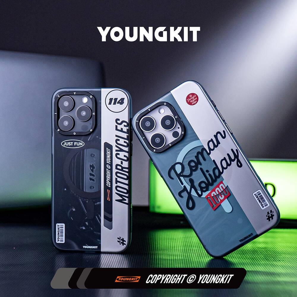 Apple iPhone 15 Pro Max Kılıf M-safe Şarj Özellikli Youngkit Motorcycle Legend Serisi Kapak