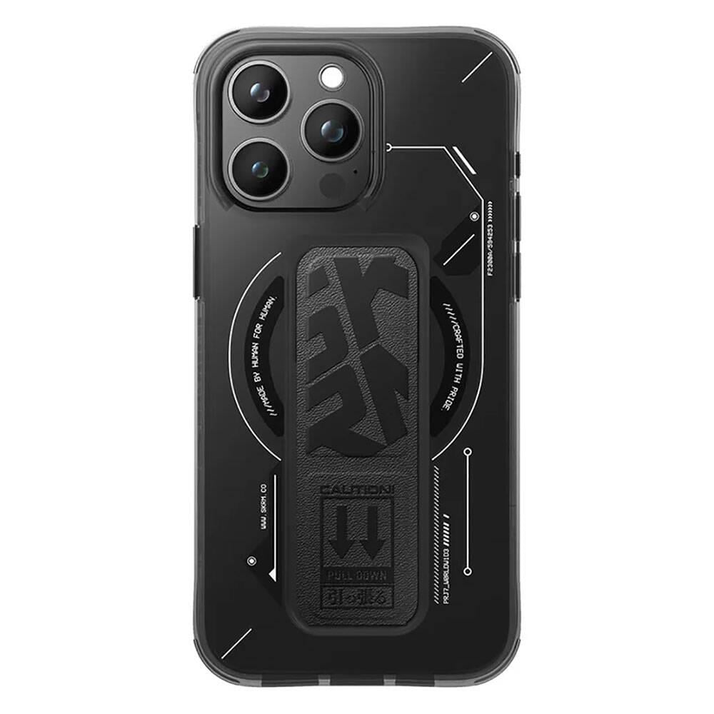 Apple iPhone 15 Pro Max Kılıf M-safe Şarj Özellikli Teknoloji Desenli Standlı Skinarma Helio Kapak