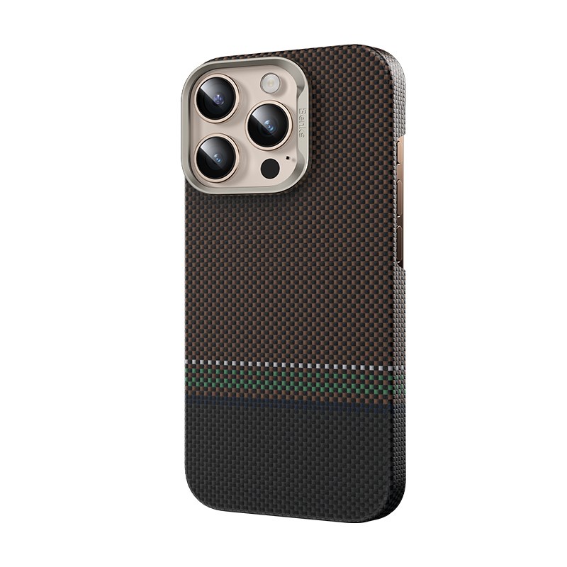 Apple iPhone 15 Pro Max Kılıf M-safe Şarj Özellikli Karbon Fiber Tasarımlı Benks Prestige ArmorAir Kevlar Kapak