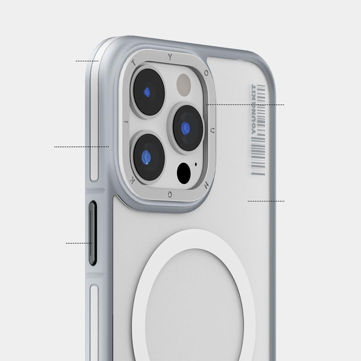 Apple iPhone 15 Pro Max Kılıf M-safe Şarj Özellikli Youngkit Rock Sand Serisi Kapak