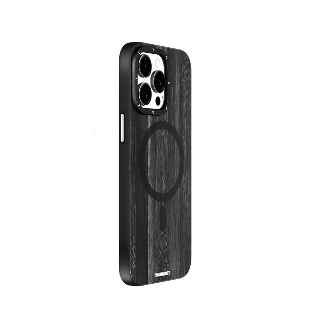 Apple iPhone 15 Pro Max Kılıf M-safe Şarj Özellikli Sararmaya Dayanıklı Youngkit Wood Forest Serisi Kapak
