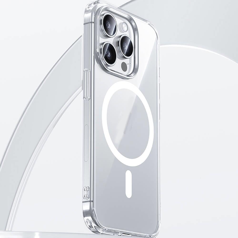 Apple iPhone 15 Pro Max Kılıf M-safe Şarj Özellikli Airbagli Şeffaf Benks LucentPro Serisi Kapak