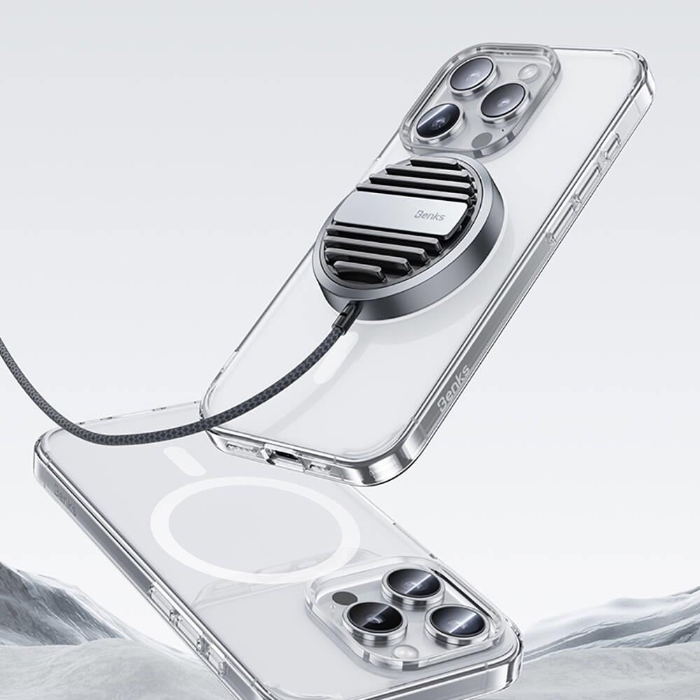 Apple iPhone 15 Pro Max Kılıf M-safe Şarj Özellikli Airbagli Şeffaf Benks LucentPro Serisi Kapak