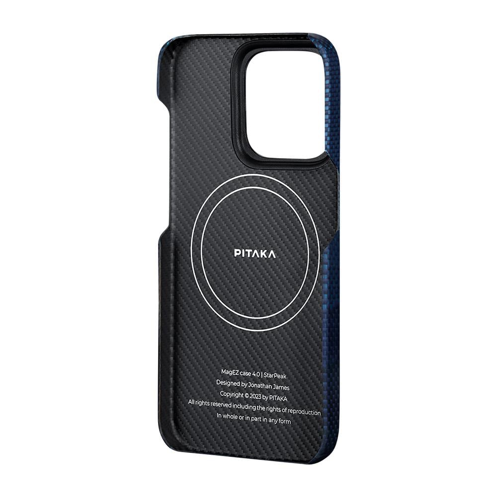 Apple iPhone 15 Pro Max Kılıf M-safe Şarj Özellikli Aramid Fiber Pitaka Tactile Woven Starpeak Serisi Over The Horizon Kapak