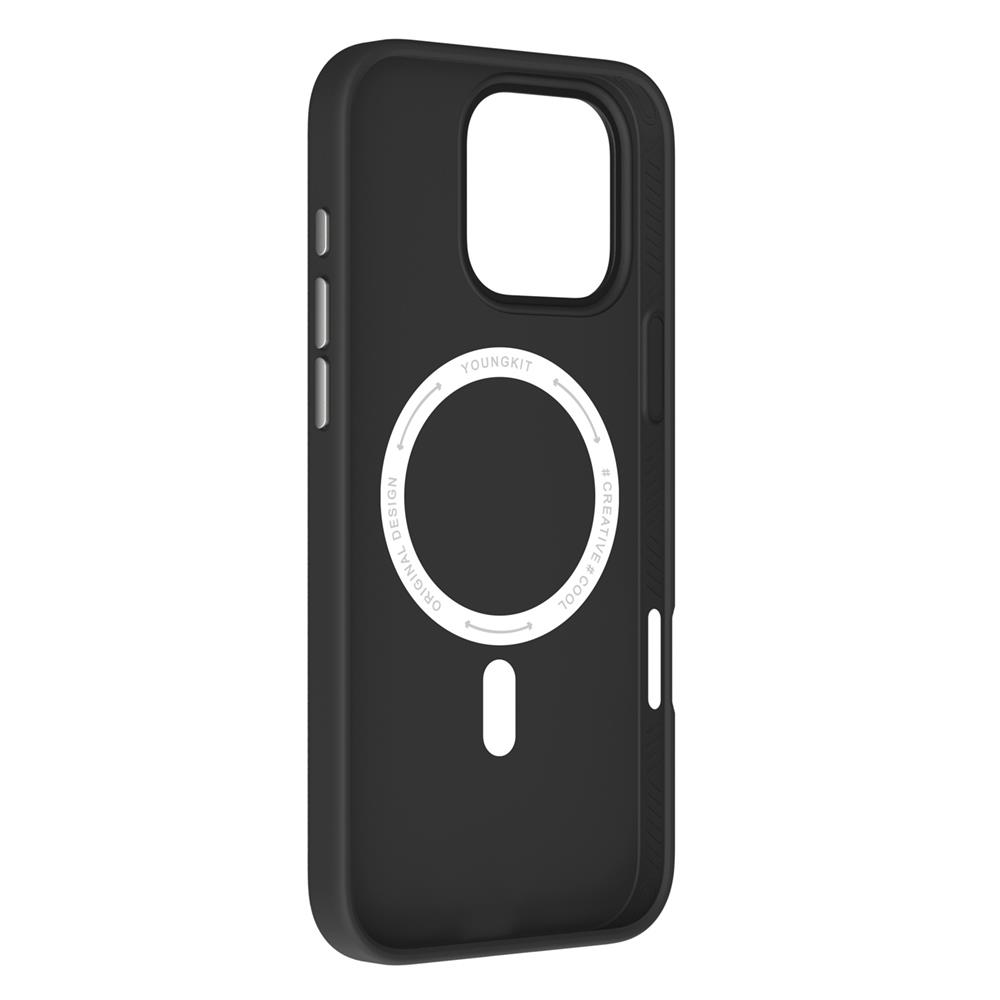 Apple iPhone 15 Pro Max Kılıf M-safe Şarj Özellikli Basit Mat Deri Desenli Youngkit Tech Fashion Serisi Kapak