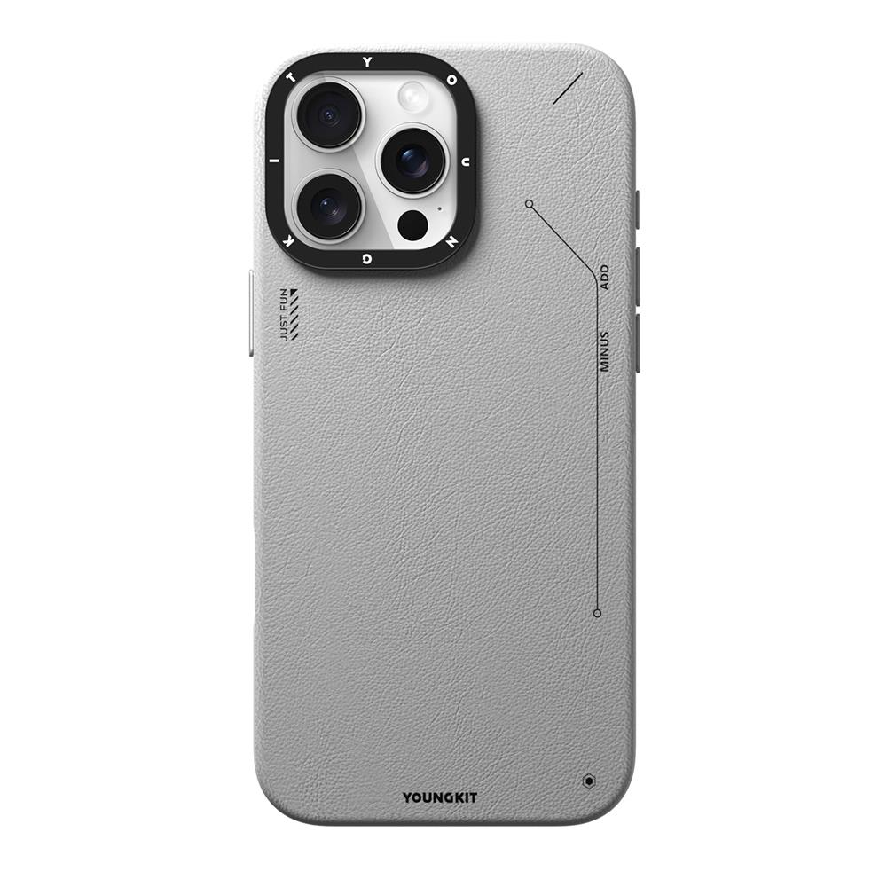 Apple iPhone 15 Pro Max Kılıf M-safe Şarj Özellikli Basit Mat Deri Desenli Youngkit Tech Fashion Serisi Kapak