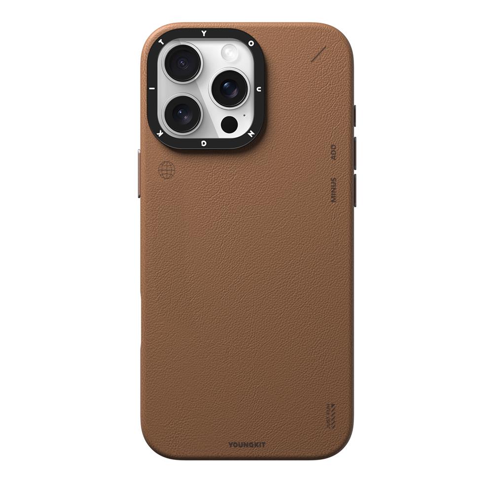 Apple iPhone 15 Pro Max Kılıf M-safe Şarj Özellikli Basit Mat Deri Desenli Youngkit Tech Fashion Serisi Kapak