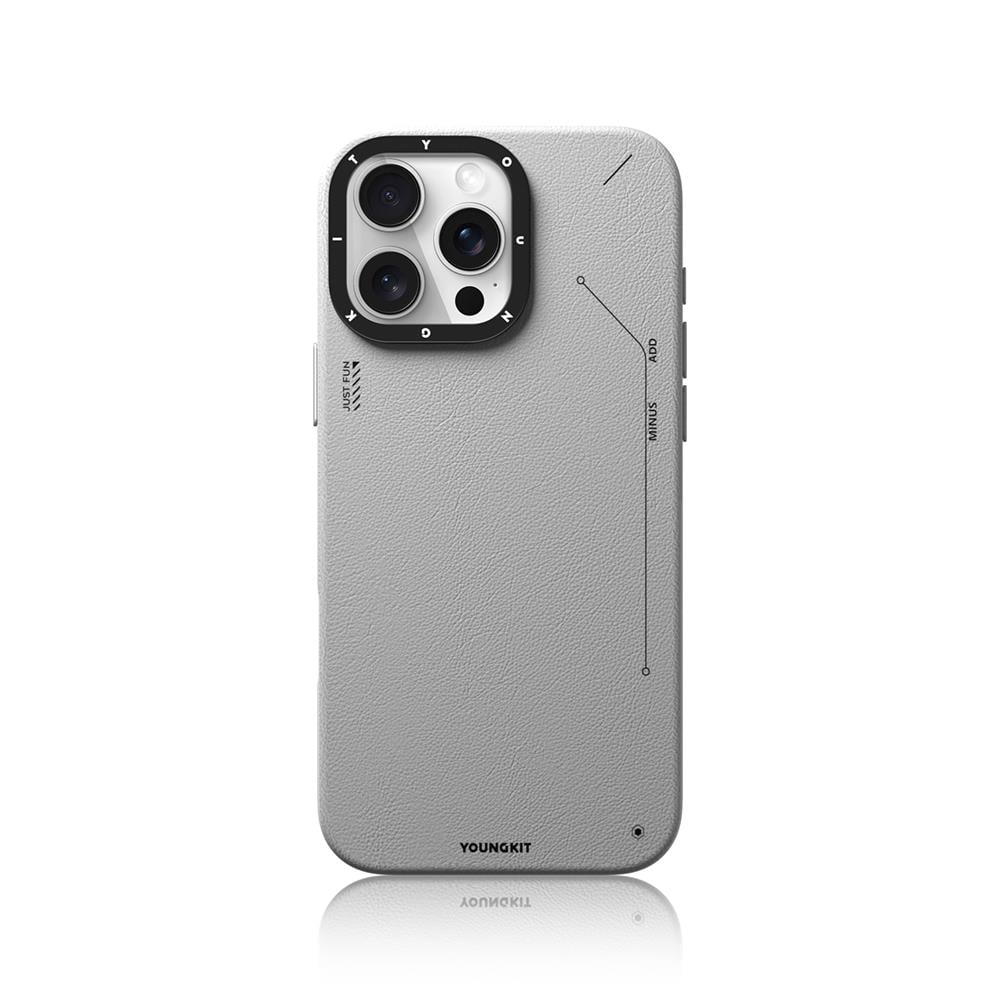 Apple iPhone 15 Pro Max Kılıf M-safe Şarj Özellikli Basit Mat Deri Desenli Youngkit Tech Fashion Serisi Kapak