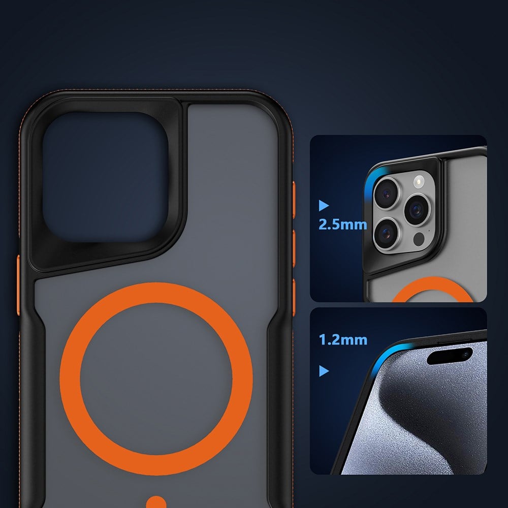 Apple iPhone 15 Pro Max Kılıf M-safe Şarj Özellikli Karbon Fiber Tasarımlı Benks Prestige ArmorPro Kevlar Kapak