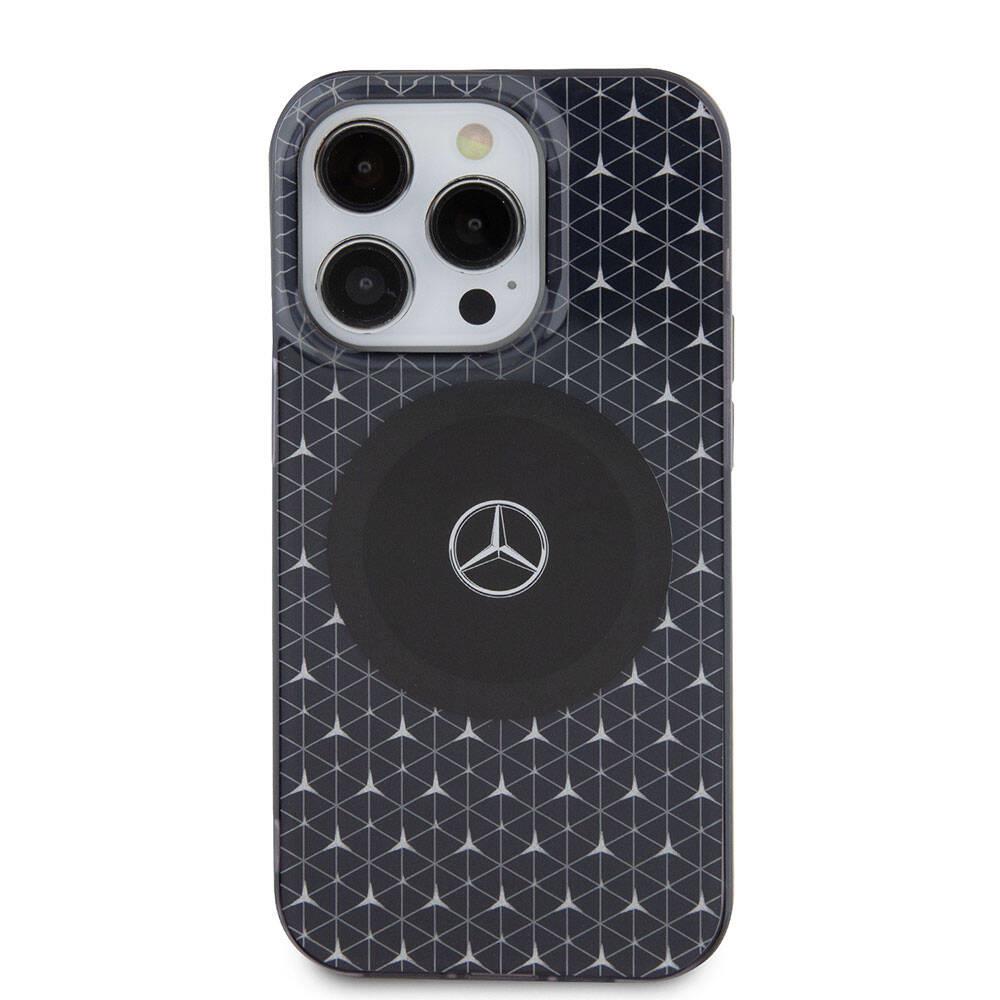Apple iPhone 15 Pro Max Kılıf Mercedes Benz Orjinal Lisanslı M-safe Şarj Özellikli Çift Katmanlı Mini Yıldız Desenli Kapak