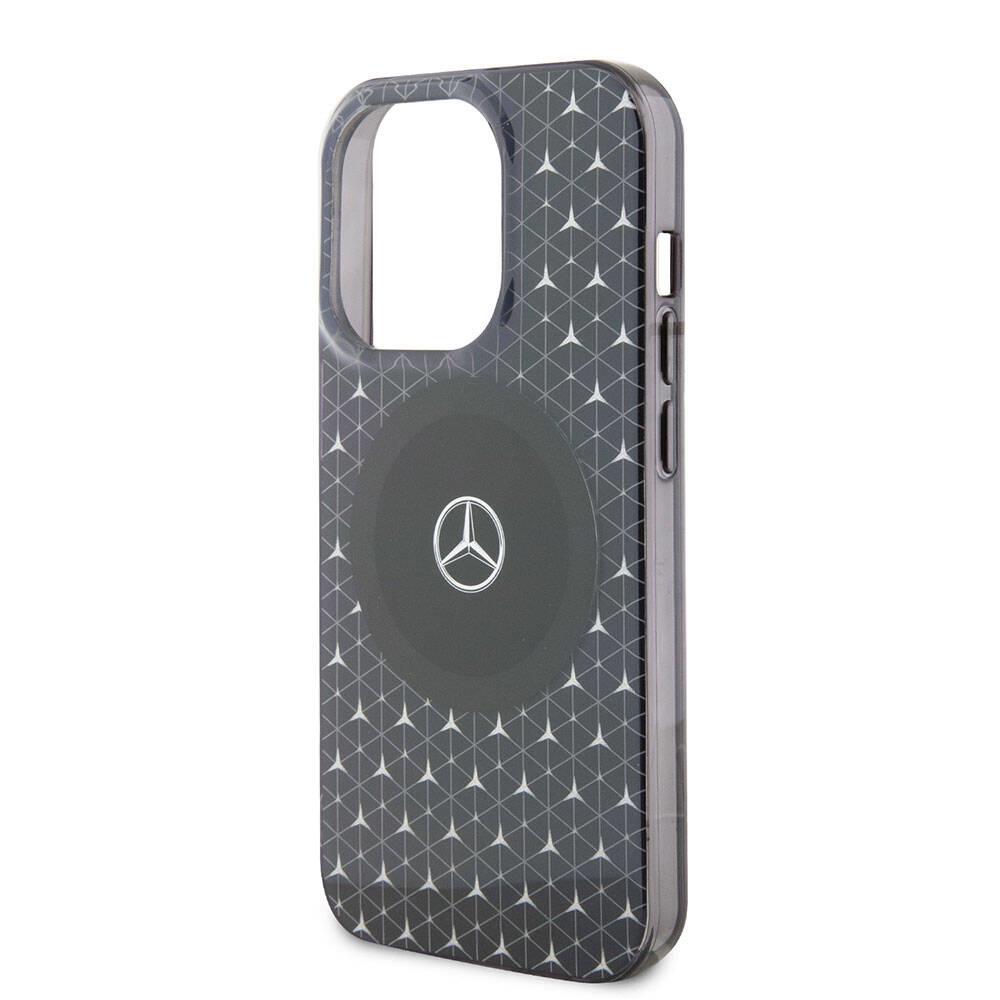 Apple iPhone 15 Pro Max Kılıf Mercedes Benz Orjinal Lisanslı M-safe Şarj Özellikli Çift Katmanlı Mini Yıldız Desenli Kapak