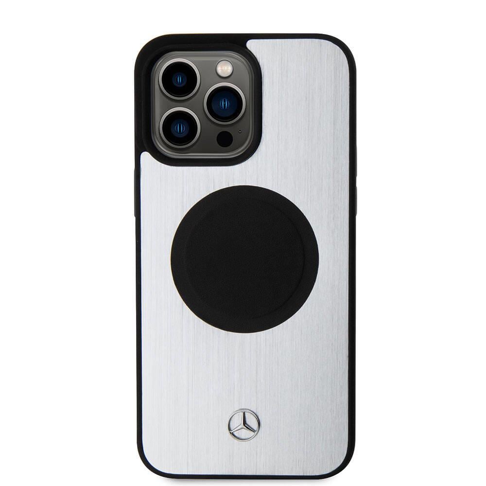 Apple iPhone 15 Pro Max Kılıf Mercedes Benz Orjinal Lisanslı M-safe Şarj Özellikli Alüminyum Arka Yüzey Metal Yıldız Logolu Kapak