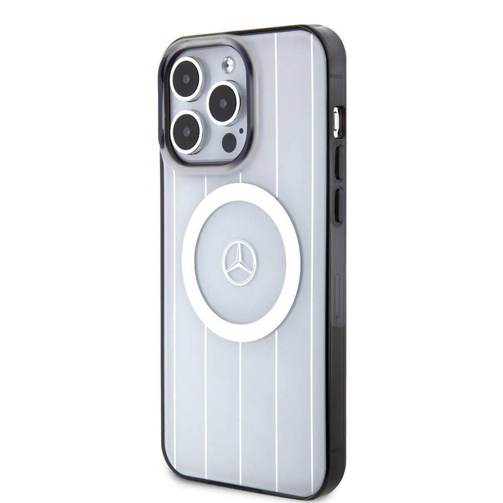 Apple iPhone 15 Pro Max Kılıf Mercedes Benz Orjinal Lisanslı M-safe Şarj Özellikli Çift Katmanlı Paralel Çizgi Desenli Kapak