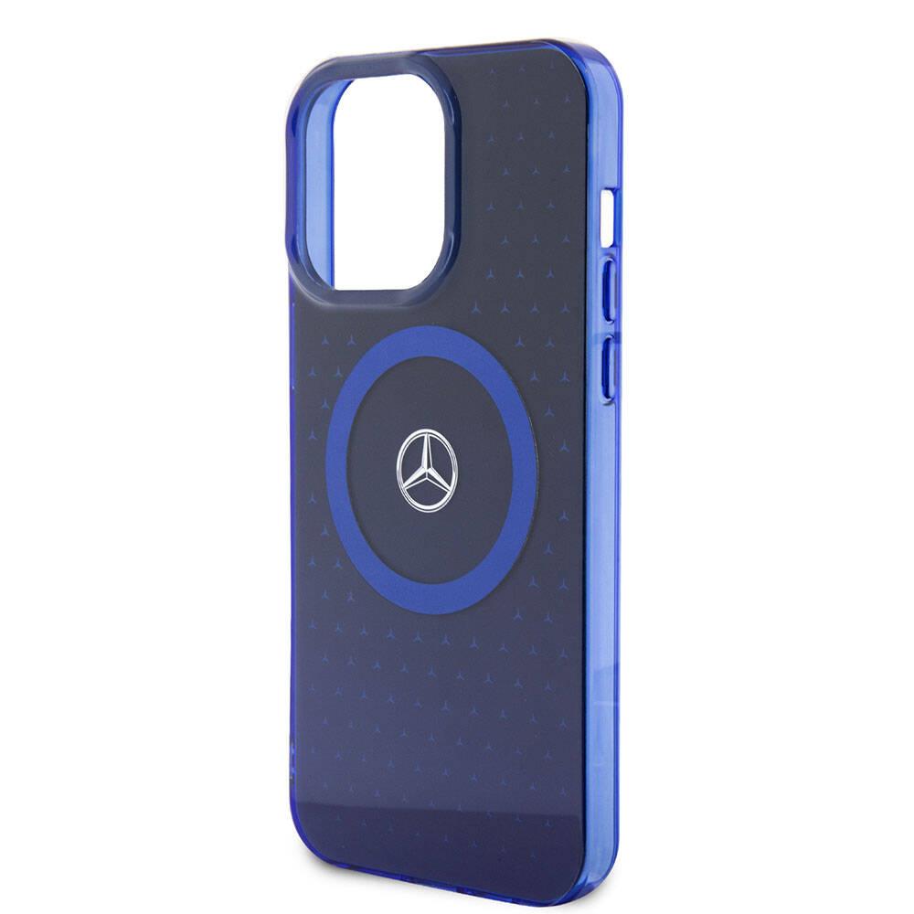 Apple iPhone 15 Pro Max Kılıf Mercedes Benz Orjinal Lisanslı M-safe Şarj Özellikli Çift Katmanlı Mavi Yıldız Desenli Kapak