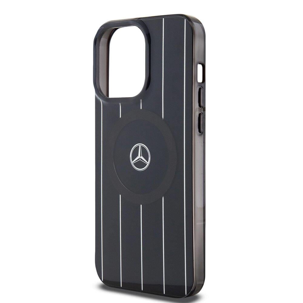 Apple iPhone 15 Pro Max Kılıf Mercedes Benz Orjinal Lisanslı M-safe Şarj Özellikli Çift Katmanlı Paralel Çizgi Desenli Kapak