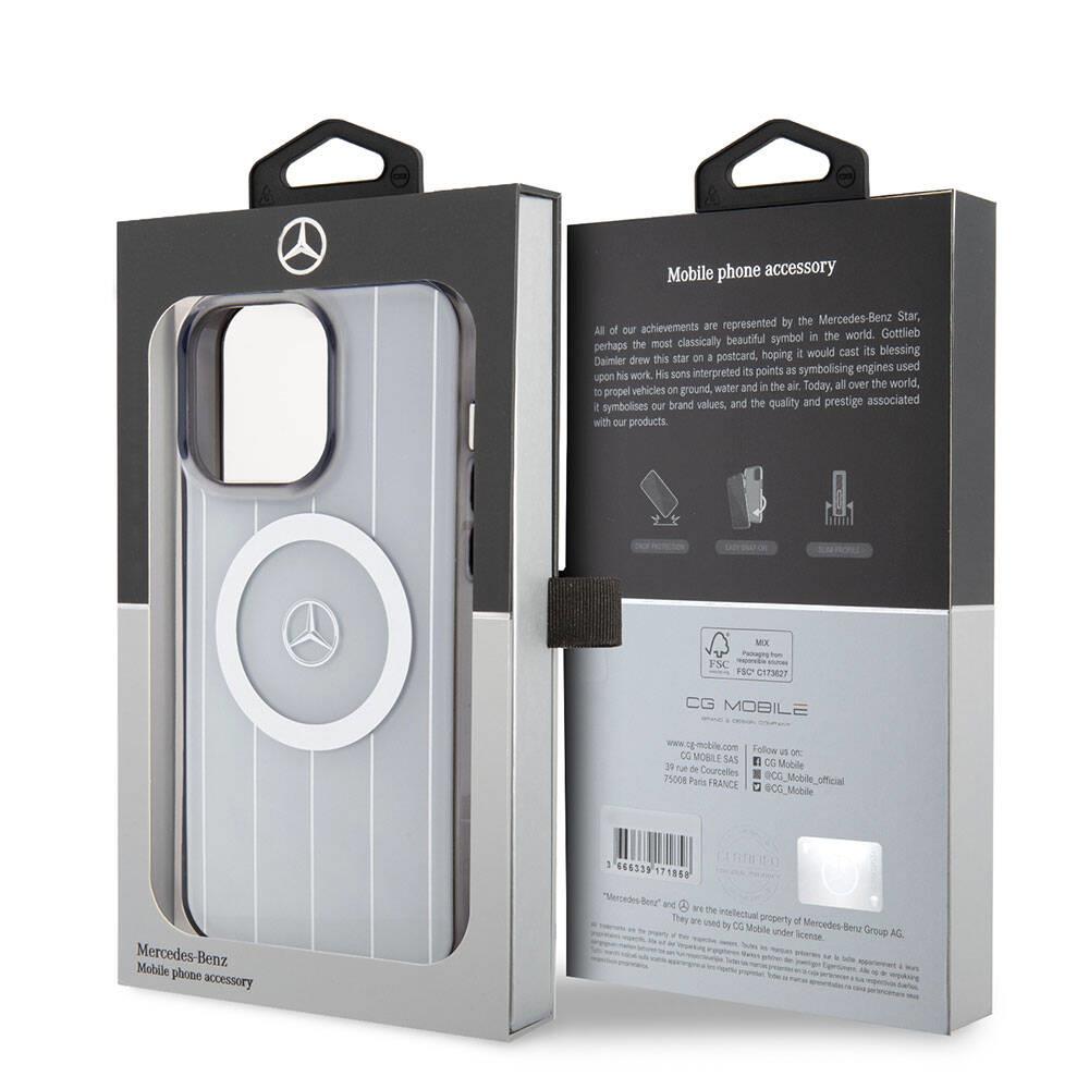Apple iPhone 15 Pro Max Kılıf Mercedes Benz Orjinal Lisanslı M-safe Şarj Özellikli Çift Katmanlı Paralel Çizgi Desenli Kapak