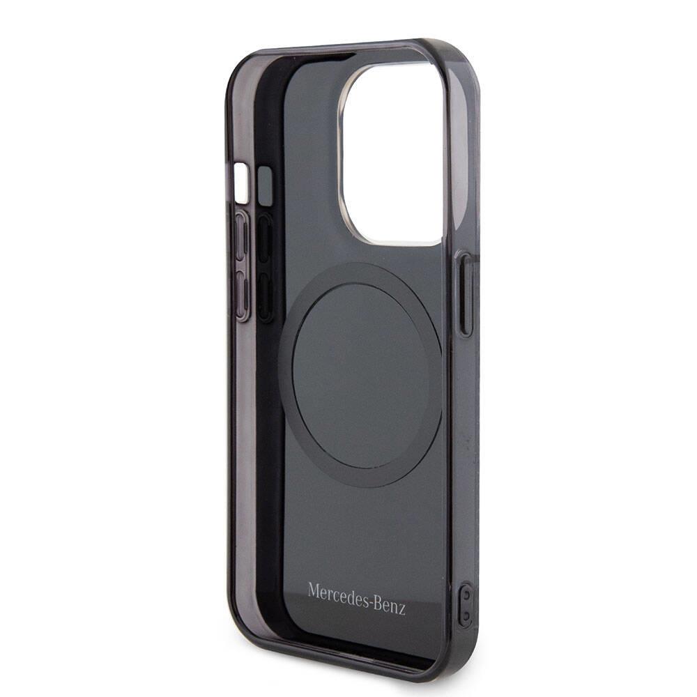 Apple iPhone 15 Pro Max Kılıf Mercedes Benz Orjinal Lisanslı M-safe Şarj Özellikli Çift Katmanlı Mini Yıldız Desenli Kapak