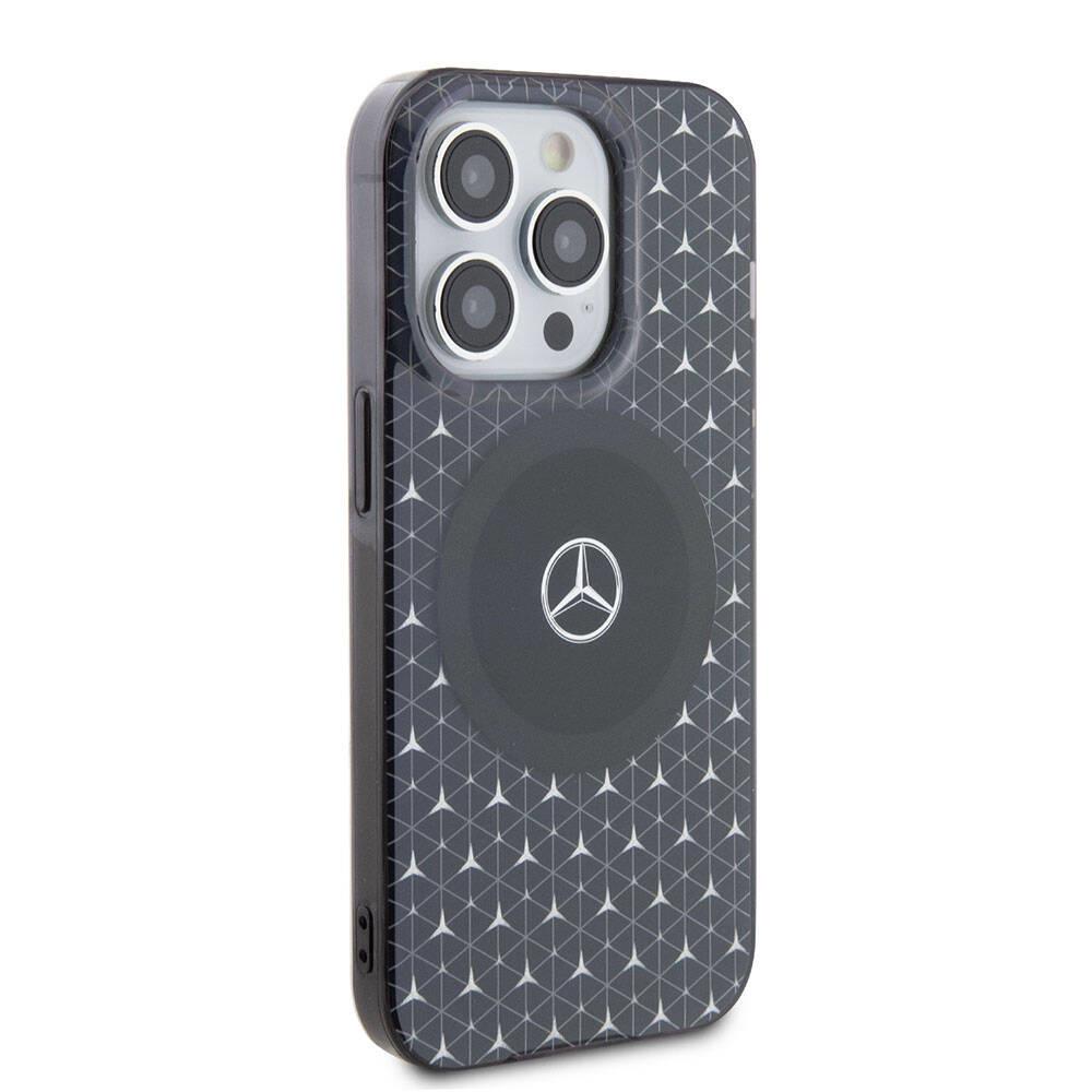 Apple iPhone 15 Pro Max Kılıf Mercedes Benz Orjinal Lisanslı M-safe Şarj Özellikli Çift Katmanlı Mini Yıldız Desenli Kapak