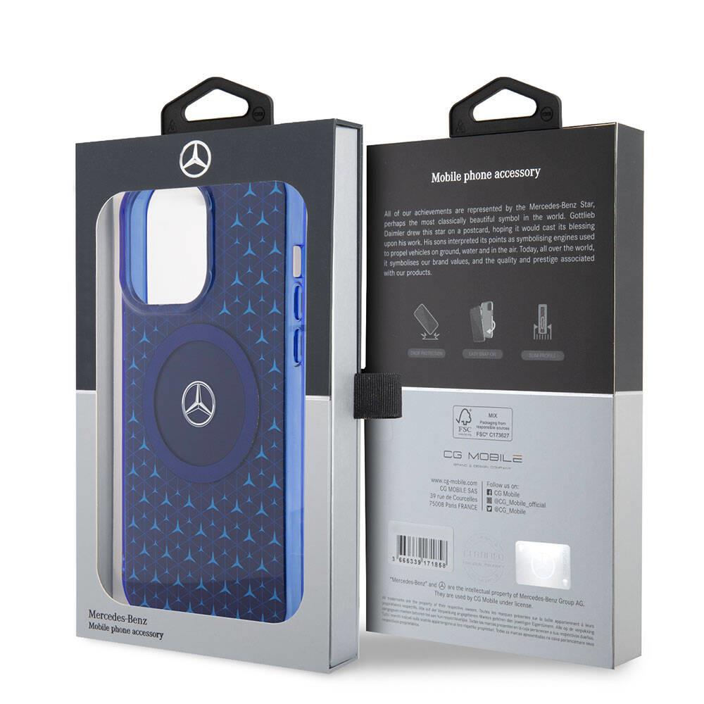 Apple iPhone 15 Pro Max Kılıf Mercedes Benz Orjinal Lisanslı M-safe Şarj Özellikli Çift Katmanlı Mini Yıldız Desenli Kapak