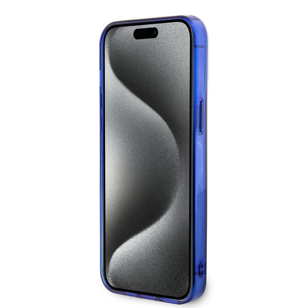 Apple iPhone 15 Pro Max Kılıf Mercedes Benz Orjinal Lisanslı M-safe Şarj Özellikli Çift Katmanlı Mavi Yıldız Desenli Kapak