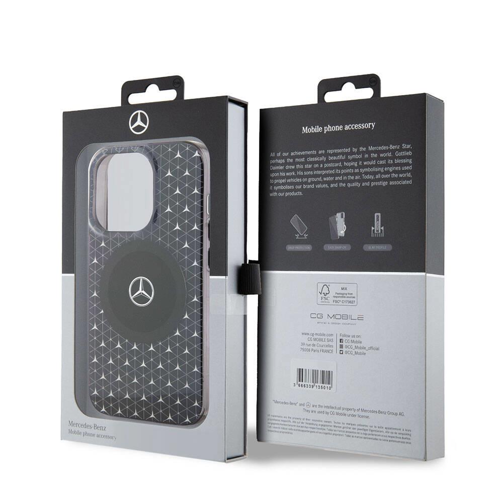 Apple iPhone 15 Pro Max Kılıf Mercedes Benz Orjinal Lisanslı M-safe Şarj Özellikli Çift Katmanlı Mini Yıldız Desenli Kapak