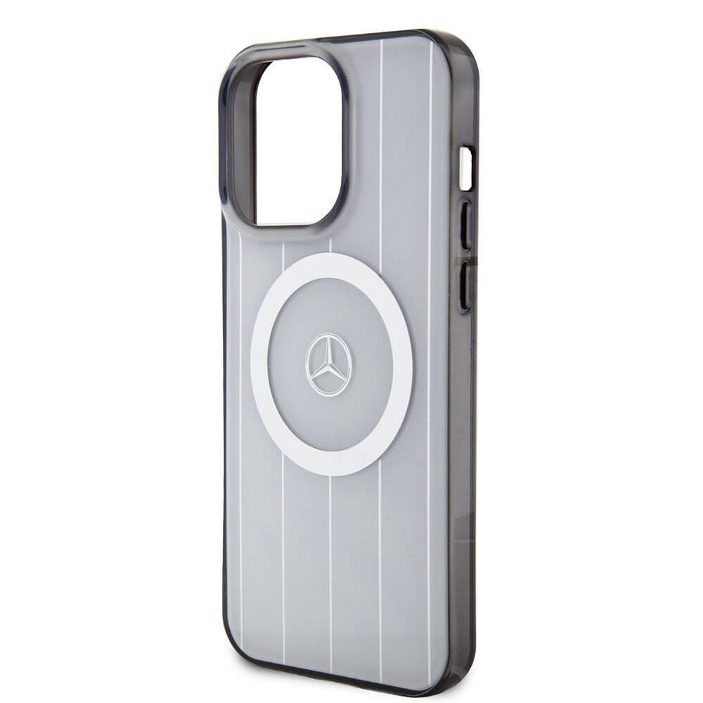 Apple iPhone 15 Pro Max Kılıf Mercedes Benz Orjinal Lisanslı M-safe Şarj Özellikli Çift Katmanlı Paralel Çizgi Desenli Kapak