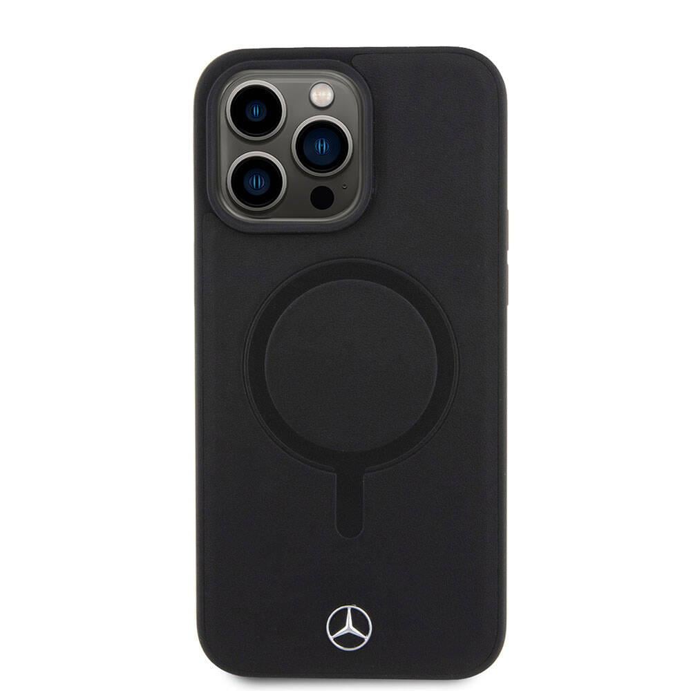 Apple iPhone 15 Pro Max Kılıf Mercedes Benz Orjinal Lisanslı M-safe Şarj Özellikli Metal Yıldız Logolu Pürüzsüz Deri Kapak