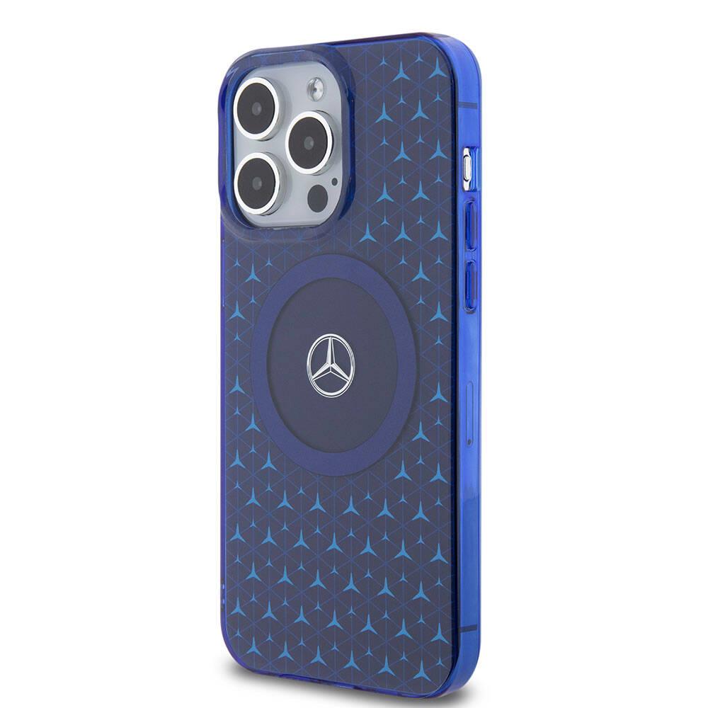 Apple iPhone 15 Pro Max Kılıf Mercedes Benz Orjinal Lisanslı M-safe Şarj Özellikli Çift Katmanlı Mini Yıldız Desenli Kapak