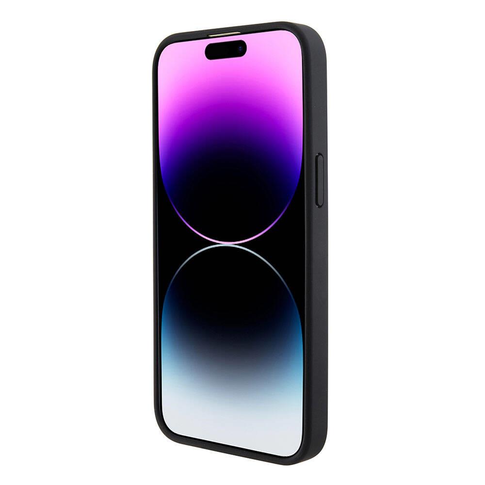 Apple iPhone 15 Pro Max Kılıf Mercedes Benz Orjinal Lisanslı M-safe Şarj Özellikli Baskı Logolu Paralel Çizgi Desenli Deri Kapak