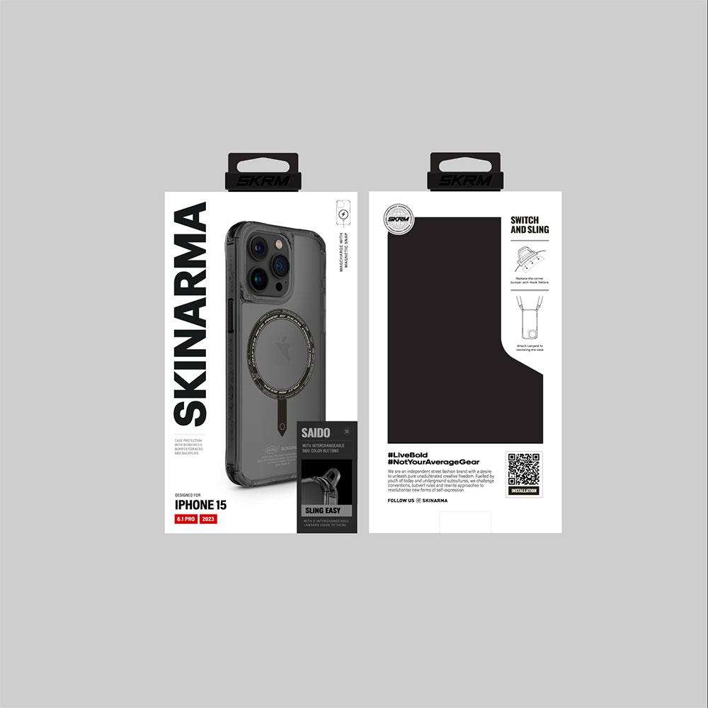 Apple iPhone 15 Pro Max Kılıf SkinArma Şeffaf Airbag Tasarımlı M-safe Şarj Özellikli Saido Kapak