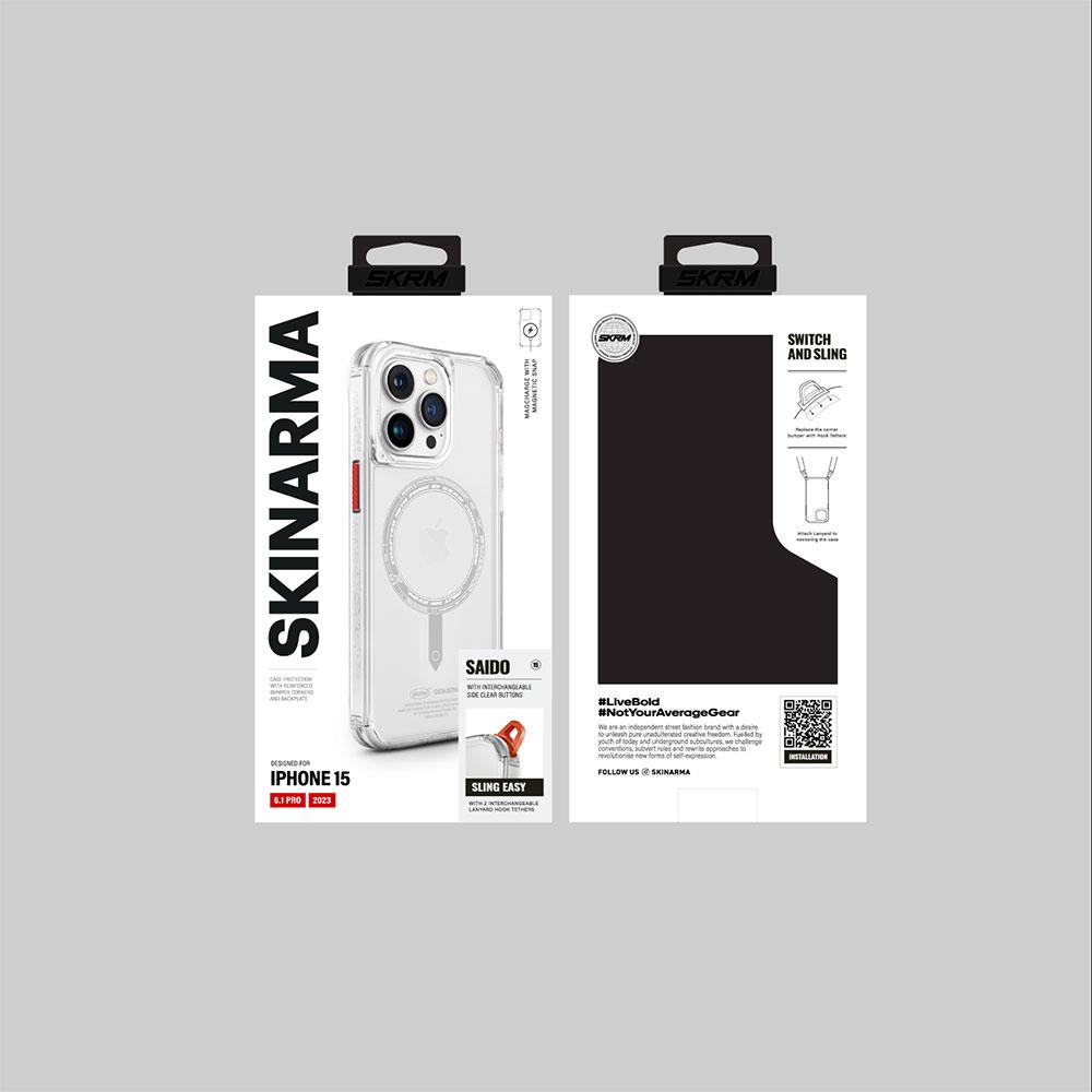 Apple iPhone 15 Pro Max Kılıf SkinArma Şeffaf Airbag Tasarımlı M-safe Şarj Özellikli Saido Kapak