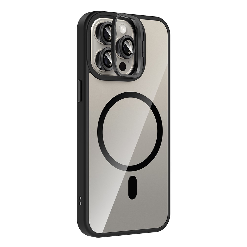 Apple iPhone 15 Pro Max Kılıf Standlı ve Kamera Lens Hediyeli M-Safe Şarj Özellikli Zore Etro Kapak