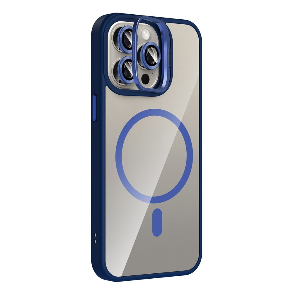 Apple iPhone 15 Pro Max Kılıf Standlı ve Kamera Lens Hediyeli M-Safe Şarj Özellikli Zore Etro Kapak