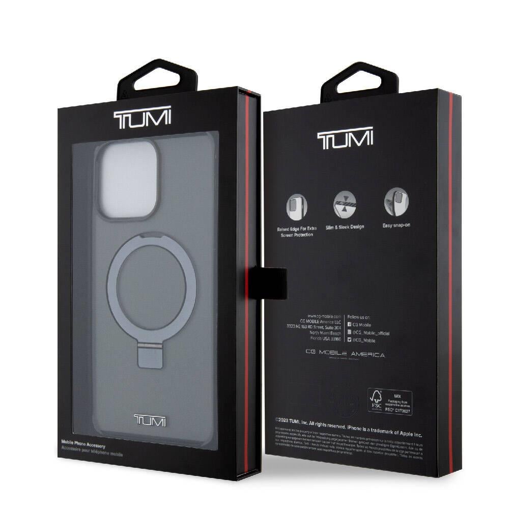 Apple iPhone 15 Pro Max Kılıf TUMI Orjinal Lisanslı M-safe Şarj Özellikli PC TPU Metal Logolu Ring Standlı Kapak