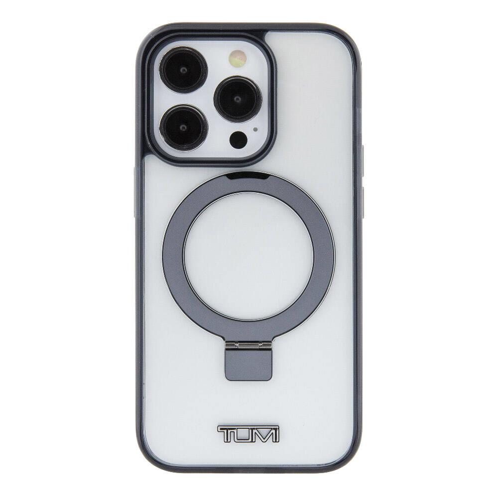 Apple iPhone 15 Pro Max Kılıf TUMI Orjinal Lisanslı M-safe Şarj Özellikli Metal Logolu Ring Standlı Silikon Kapak