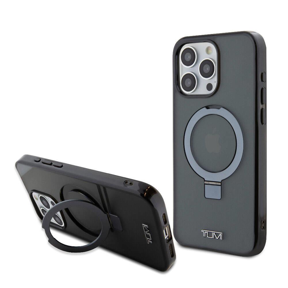 Apple iPhone 15 Pro Max Kılıf TUMI Orjinal Lisanslı M-safe Şarj Özellikli PC TPU Metal Logolu Ring Standlı Kapak